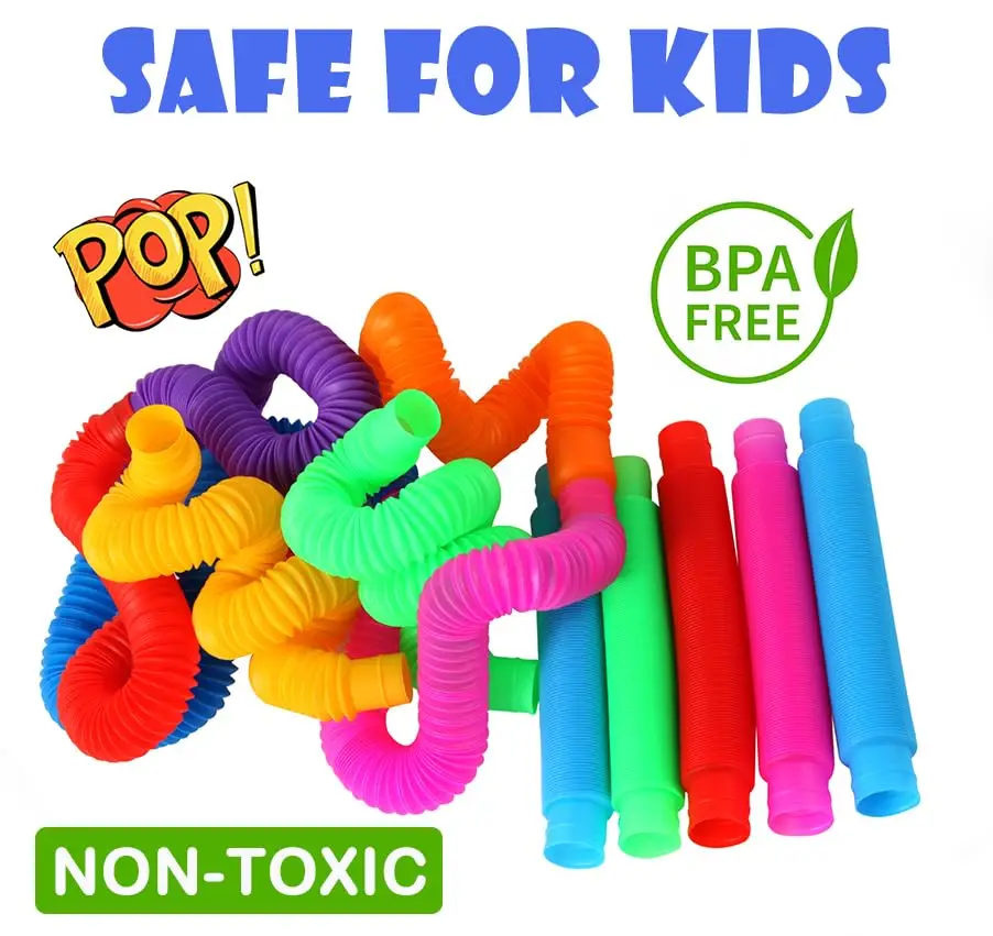 60 Pack Pop Tubes Sensory Toys, Connectable and Extendable Fidget Toys for Stress Relief, Party Favors for Kids