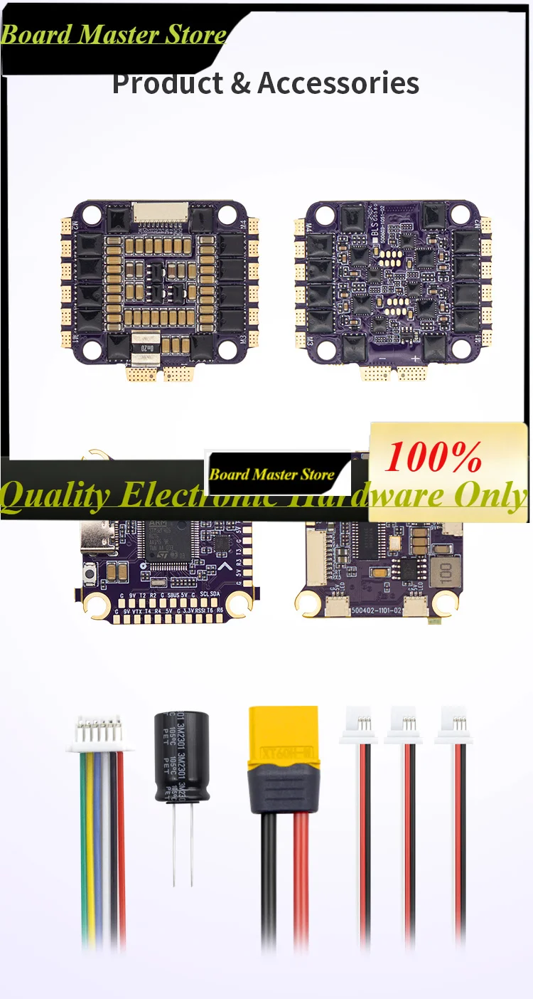 BoMasMFlycolor Raptor Bls-04 F4 Tower 3v 5v 9v 50mhz Fpv Flight Controller 55a 65a 4-in-1 Esc 3-6s Stack