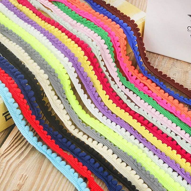 10/5Yards Mini pompon palla per capelli pizzo Trim nastro 11mm pompon frangia nastro cucito pizzo tessuto intagliato decorazione artigianale fatta a