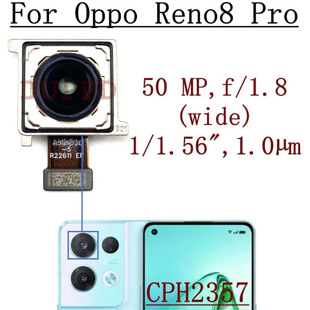 Original Rear Back Main Camera For OPPO Reno8 Pro CPH2357 PFFM20 Front Selfie Facing Wide Camera Module Flex Parts