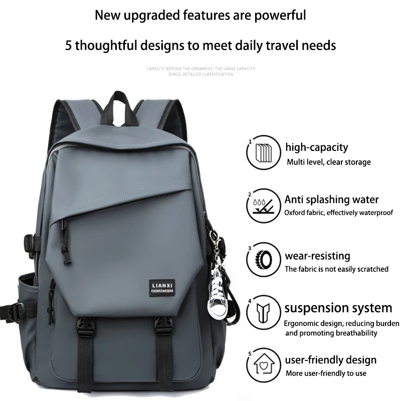 Backpack Fashion Simple Lightweight Trendy Brand Campus Versatile Travel Large Capacity Waterproof Men\'s Computer Bag