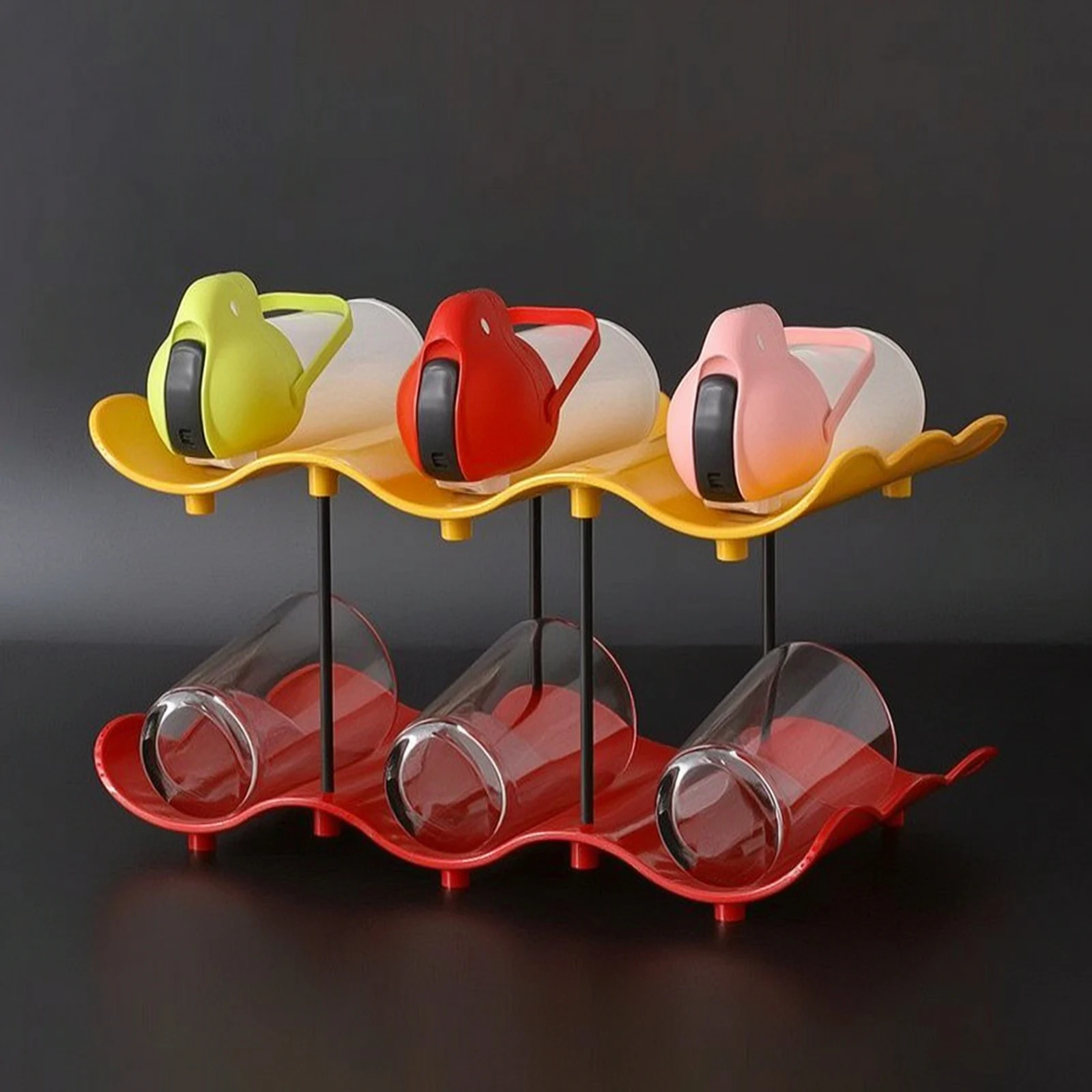 Cup Storage Rack Compact Coffee Mug Holder Cup Organizer Tabletop Coffee Bar Shelf Space-Saving for Kitchen, Tea Station