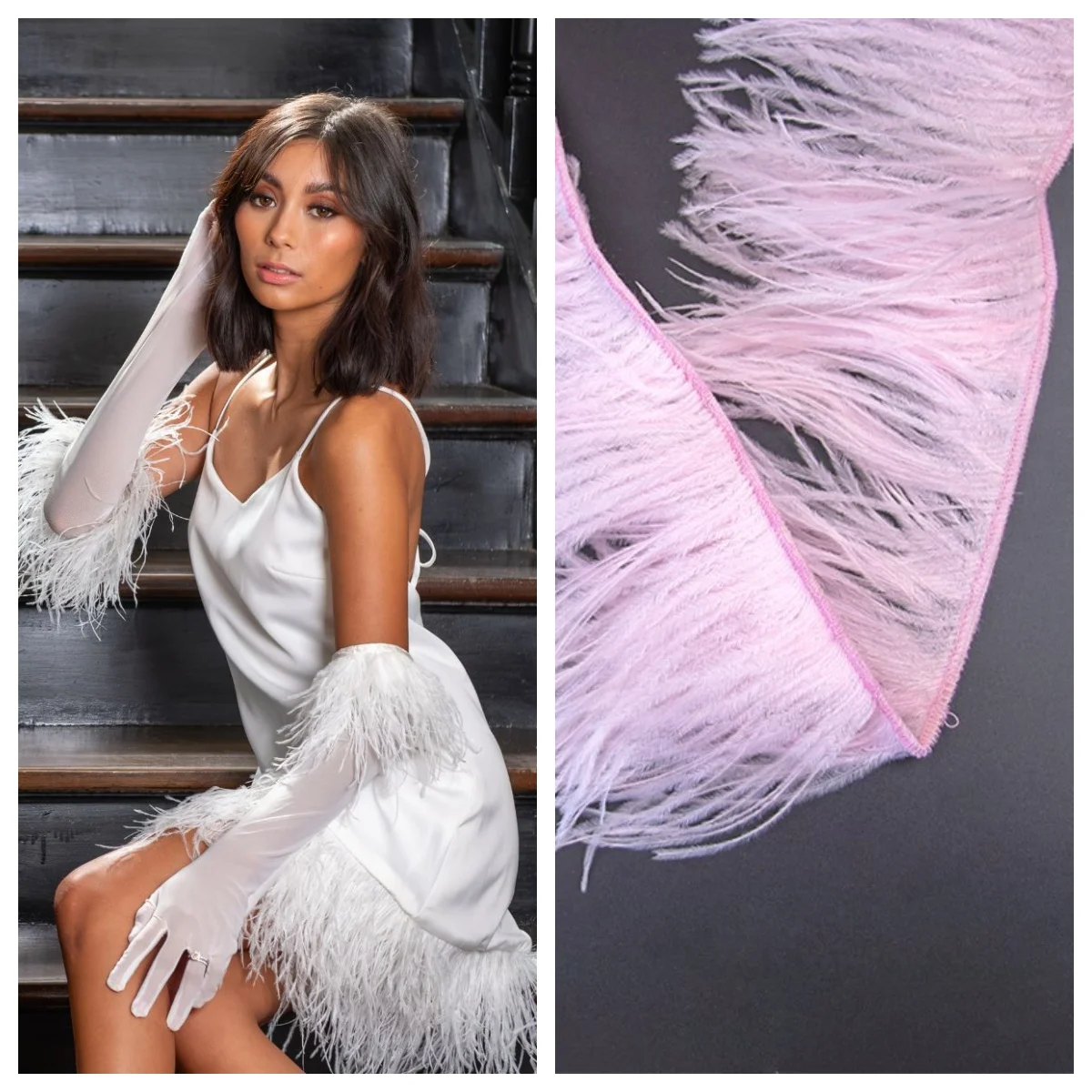 

1 Meter Natural Ostrich feather Trims Fringe 10-15cm 15-18cm 18-22cm Ostrich plume Ribbon for Party Clothing sewing plumas Decor