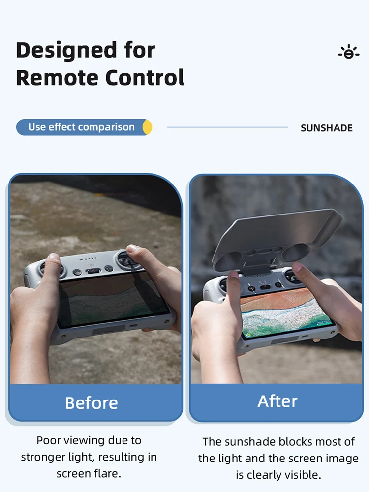 BRDRC Sonnenschutz-Schutzhülle für DJI Mini 3 Pro/Mavic 3, Displayschutzfolie, kratzfeste Sonnenblende für DJI RC-Zubehör. – Detail 4