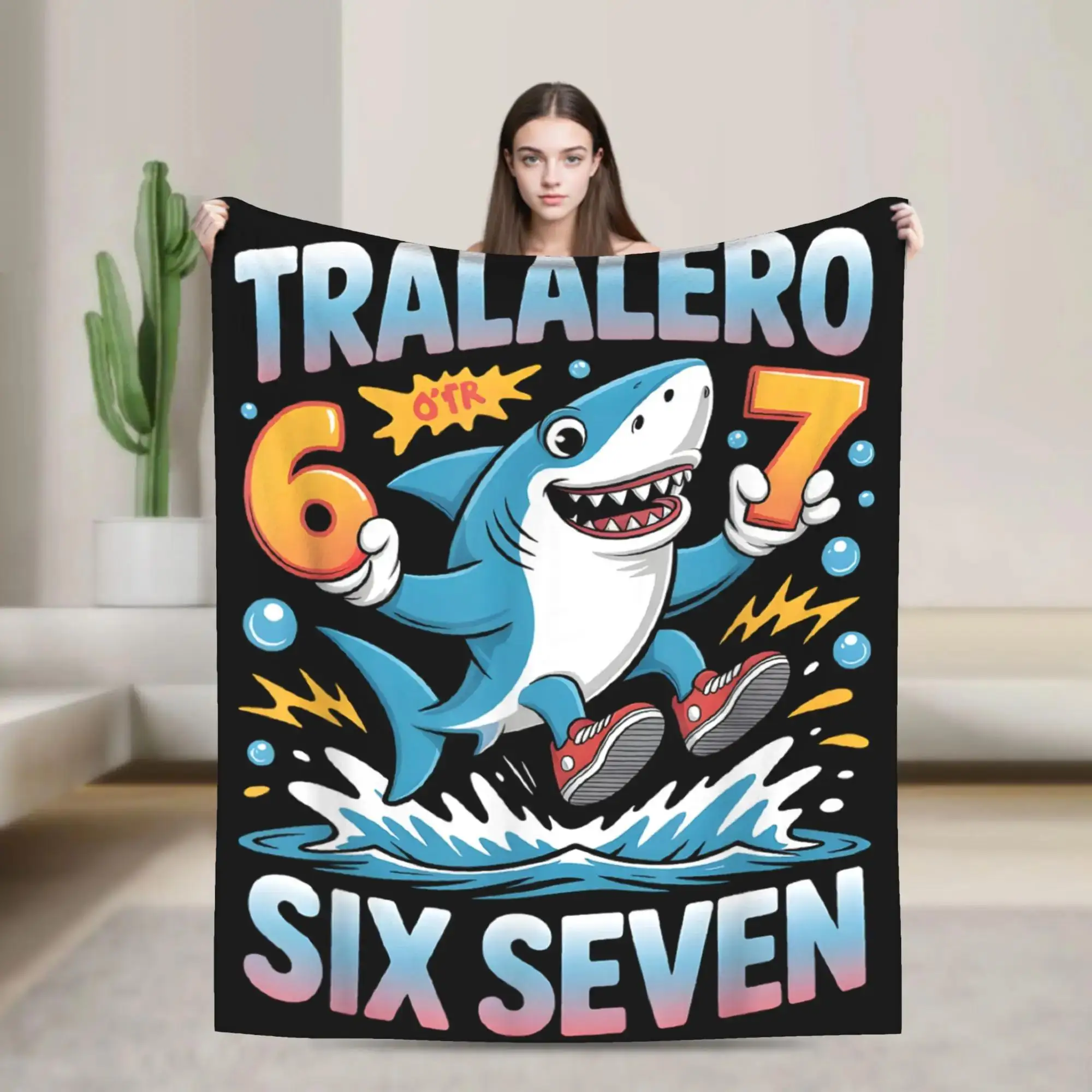 

Плед с мемами Six Seven Brainrot, забавный итальянский фланелевый плед для кемпинга, для дивана, кровати, спальни