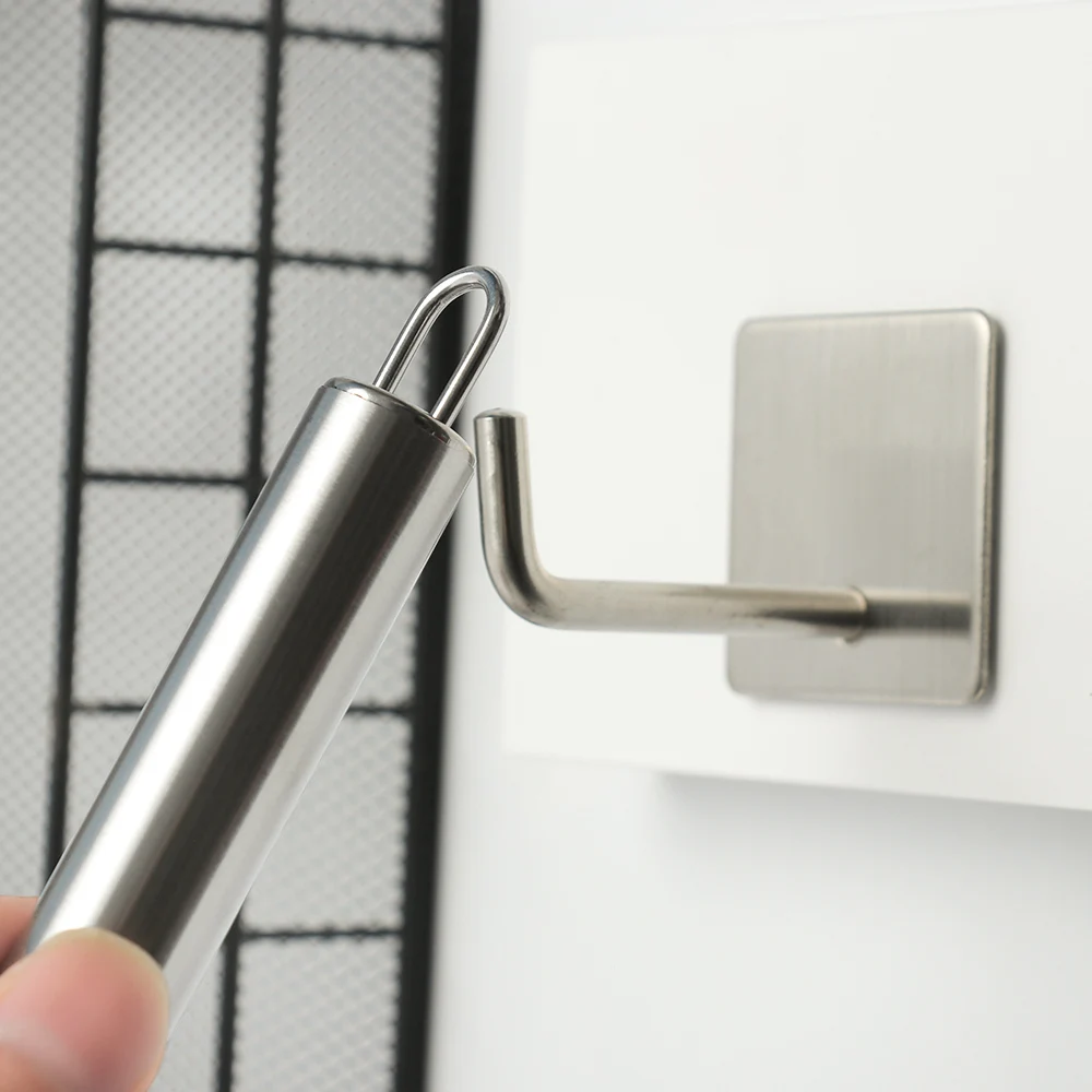 Rustproof Bathroom Sticker Stainless Steel Hook Clothes Hanger Adhesive Hooks Wall Door Holder