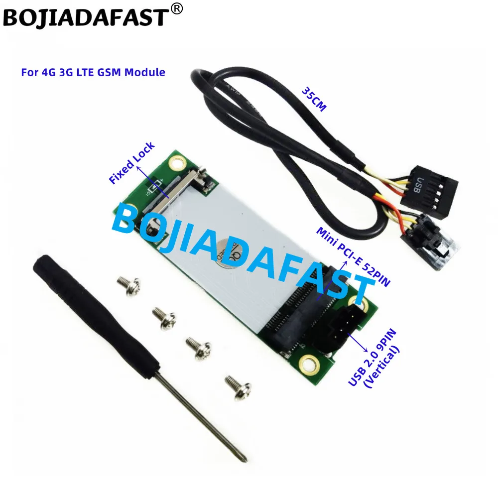 Motherboard USB 2.0 9Pin To Mini PCI-E 52Pin Wireless Adapter Card SIM Slot Fixed Lock For 3G 4G LTE GSM WLAN WWLAN HSPA MODEM