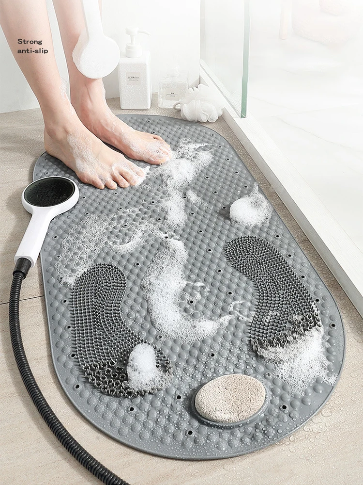 Bathroom Non-slip Mat Household Bathroom PVC Toilet Water-repellent Rubbing Stone Floor Mats Shower Room Massage Floor Carpet