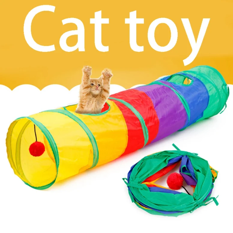 

Cat Tunnel Pet Tube Collapsible Play Toy Indoor Outdoor Kitty Puppy Toys for Puzzle Exercising Hiding Training