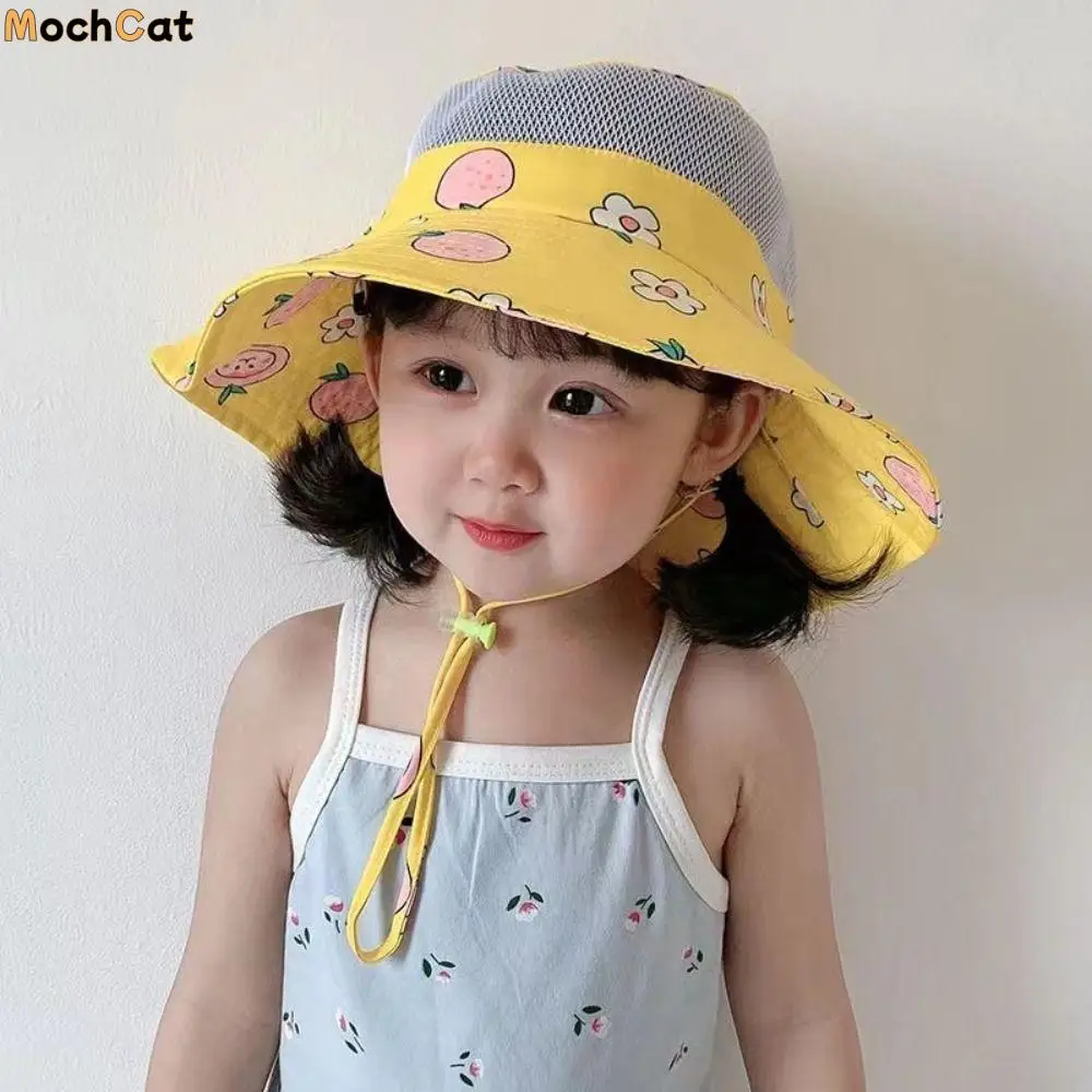 

Soft Panama Cap Mesh Fisherman Hat Headwear Bucket Hat Cartoon Sunshade Hat Baby Accessories Sun Hats Children's Visor Hat Girls