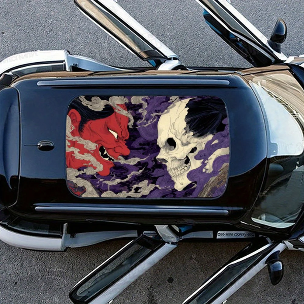 ملصق سقف السيارة Nether Ghost Confrontation، ملصق فينيل للسيارة ذاتي اللصق من مادة PVC المقاومة للماء، ملصقات حماية لتزيين السيارة، E #4