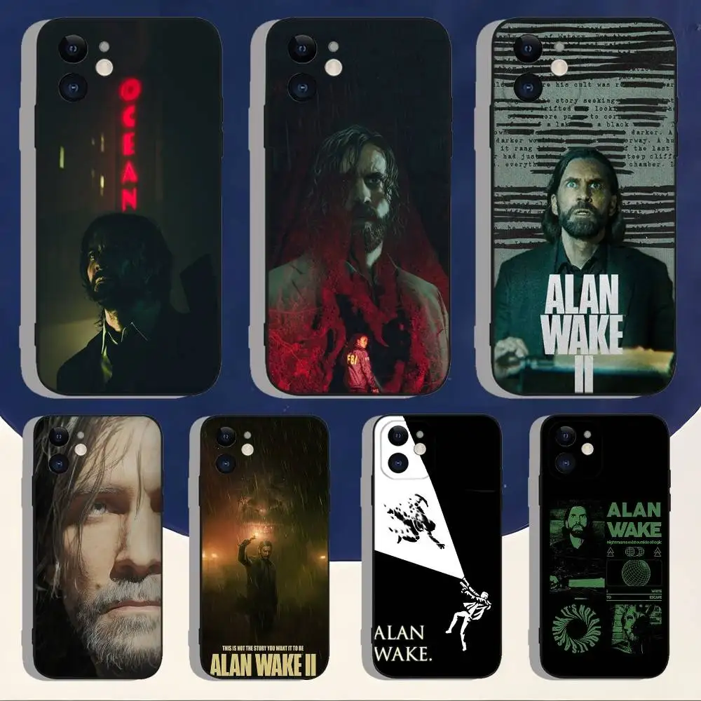 

A-Alan Wake 2 Game Phone Case For iPhone 16,15,14,13,12,11,Pro,Max,Plus,X,XS,XR,SE,8,7,Mini,Soft Silicone Black Case