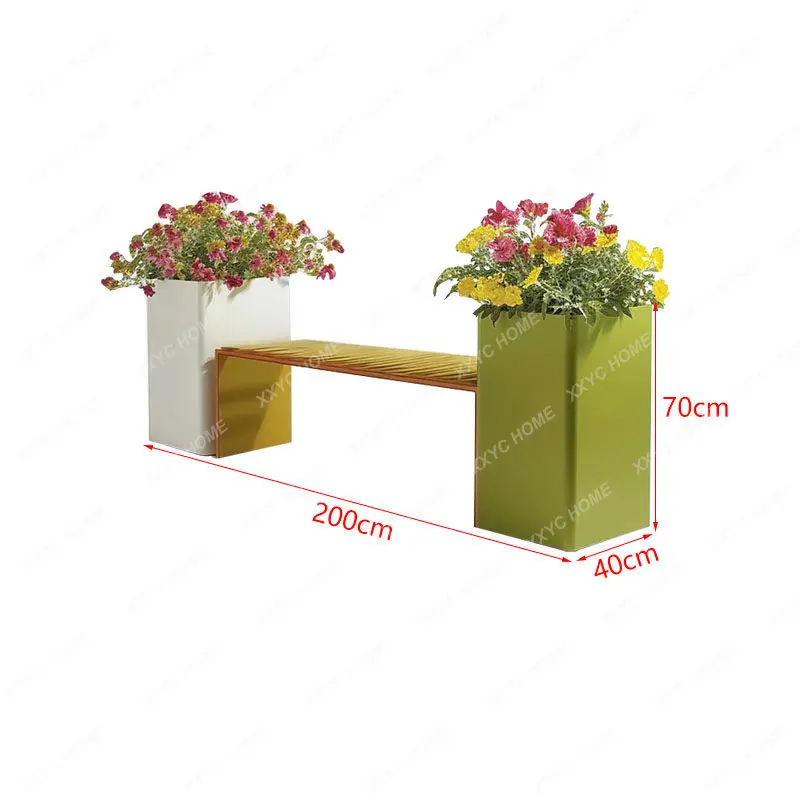 

Outdoor flower box seat combination plastic wood outer flower groove with chair flower bed public leisure seat and simple