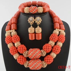 Fashion Women Necklaces African Beads Jewelry Sets Nigerian Wedding Bridal Indian Beads Jewelry Sets Crystal Beads