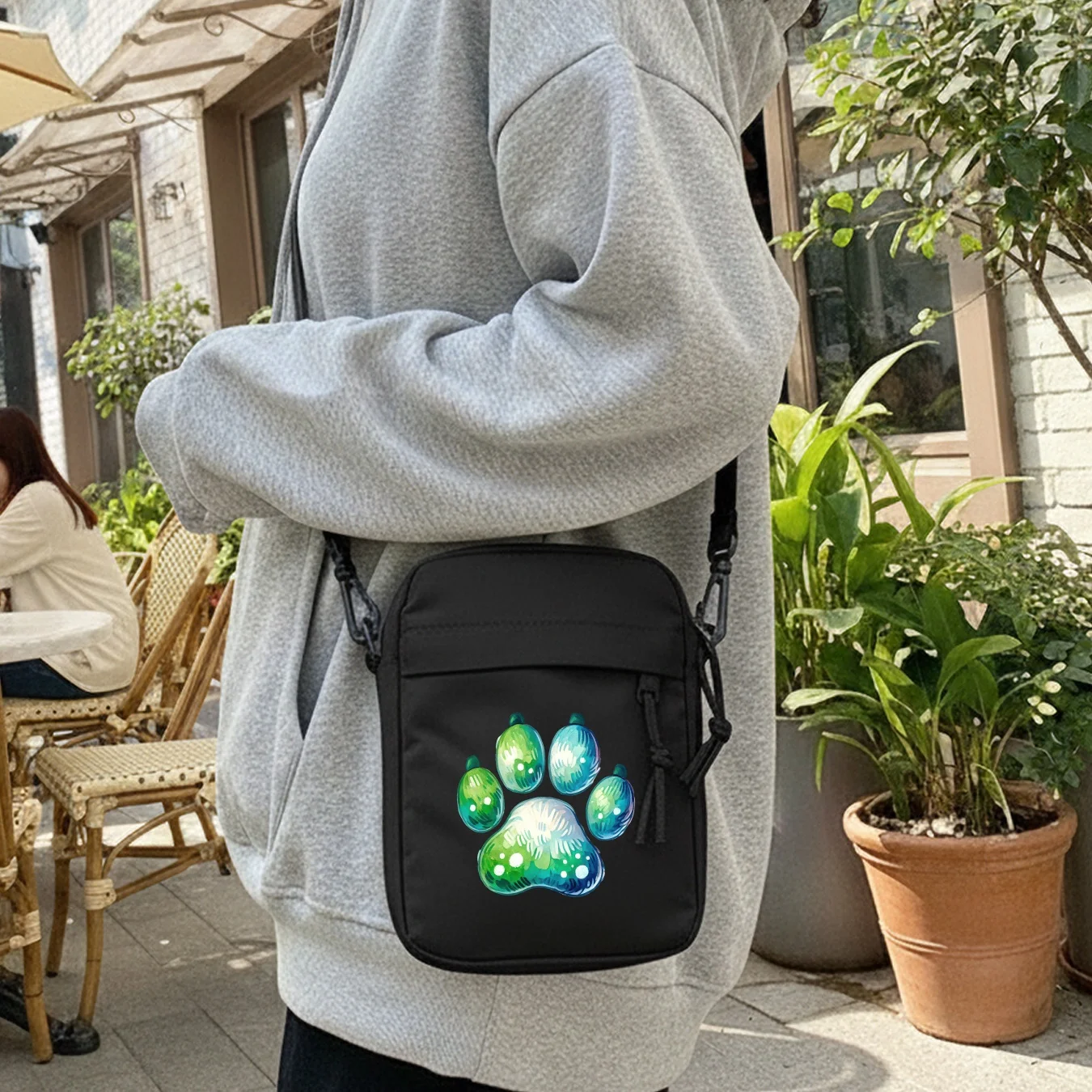 水彩画の動物の足跡柄ショルダーバッグ、取り外し可能なストラッ - Cycling Commute のレビューと価格