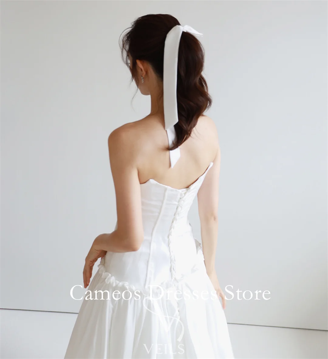 Sondr personalizado sem alças sem mangas vestidos de casamento simples a linha tafetá espartilho coreia vestidos de noiva feminino