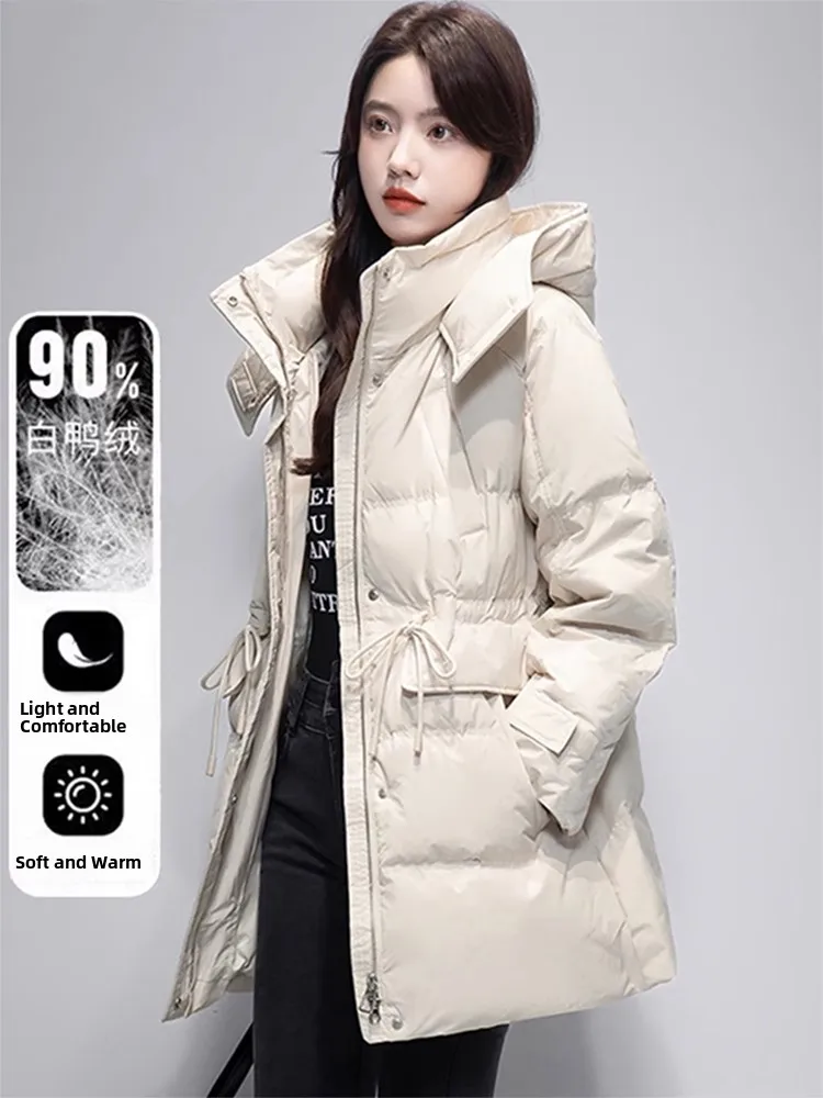 

Женская утепленная хлопковая куртка средней длины свободного кроя с поясом на талии, теплая, в корейском стиле, зимняя новинка