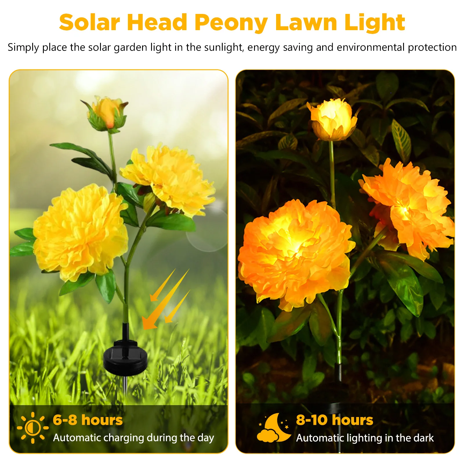 

1/2 шт. Солнечный садовый светильник в форме пиона, IP65, водонепроницаемый, 600 мАч