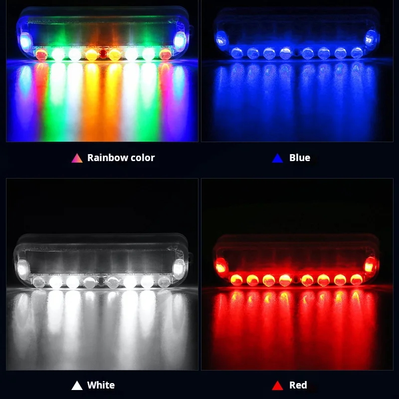 Solar Powered Wireless Car Rainbow Flashing Strobe Warning Light Antirearend Bicycle Motorcycle Taillight Navigation Light