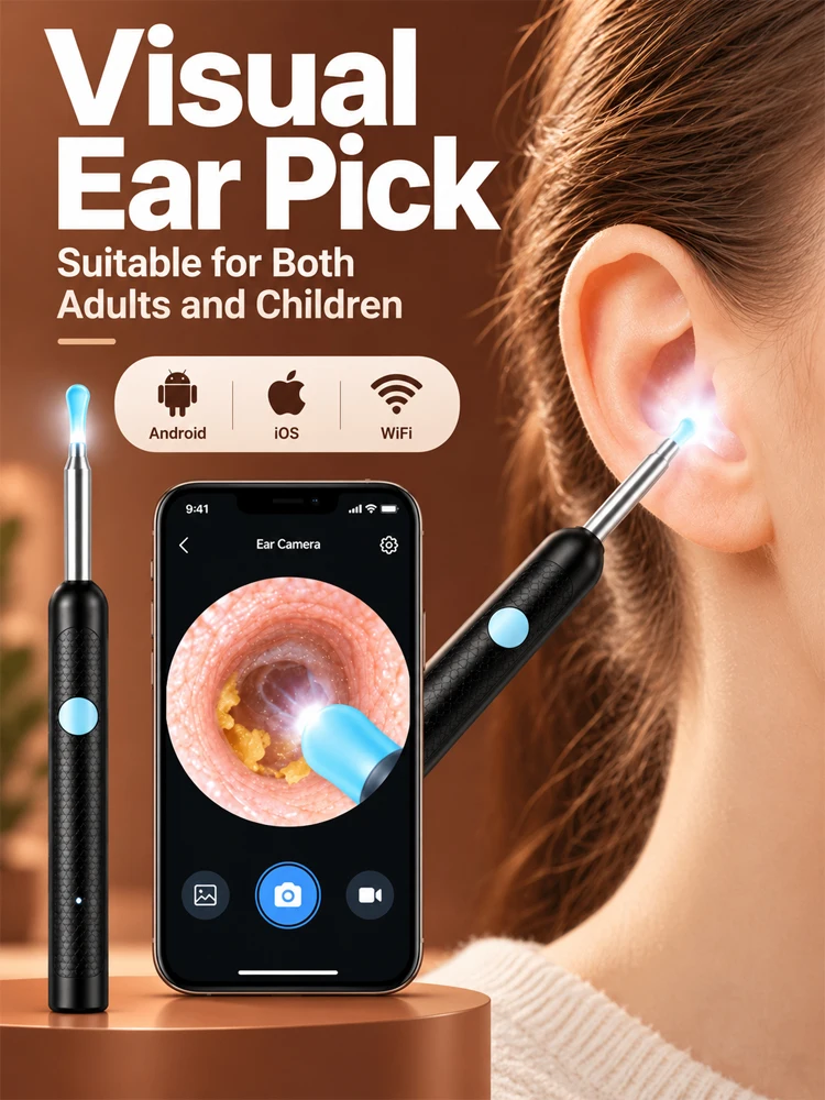 Visual Ear Wax Cleaner with Camera Safe Earwax Removal Endoscope with Camera Luminous Otoscope Ear Cleaning Tools 1089P