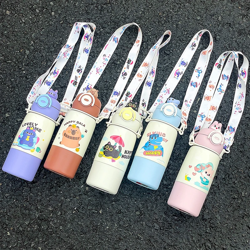 

Cute Cartoon Character Stainless Steel Tumbler with Straw - 480ml Insulated Travel Mug, Portable Outdoor Water Bottle