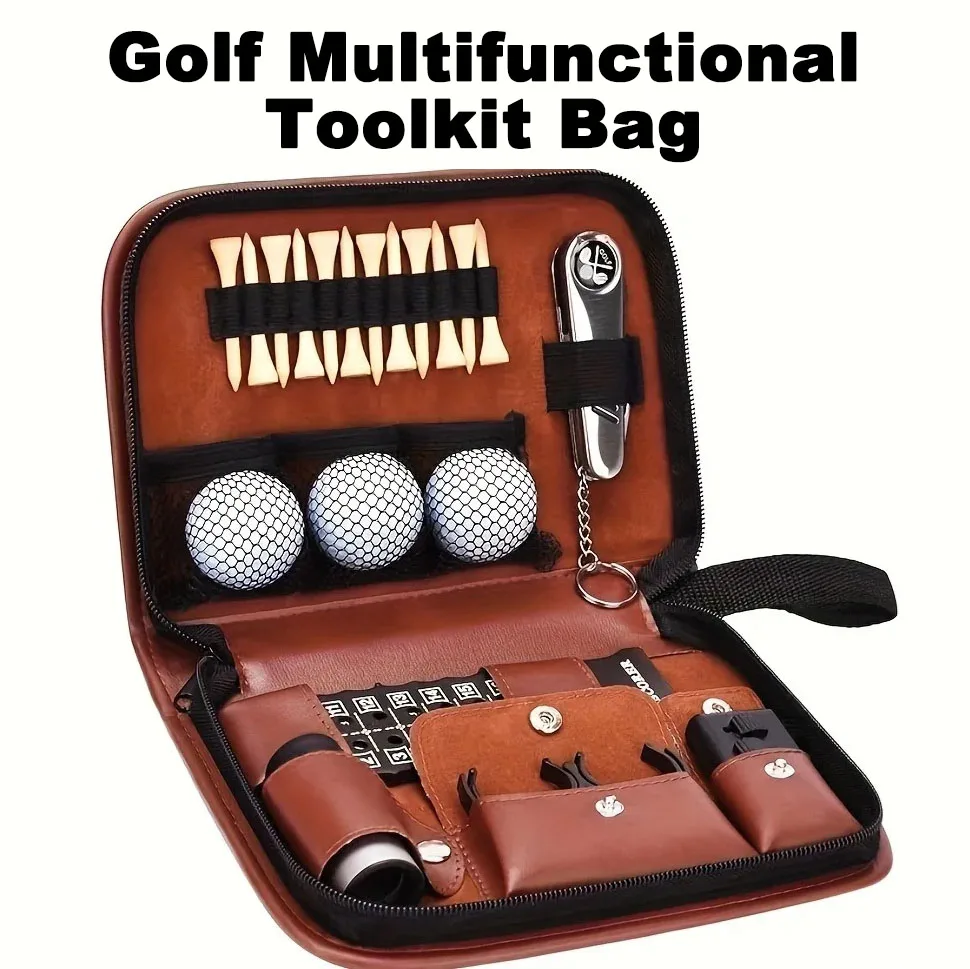 

Golf Multifunctional Toolkit Bag Goft Gift Convenient Handheld Leather Bag can Storage Golf Accessories Portable Hard Travel Bag