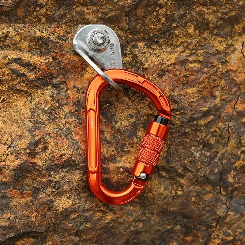 Rock Climbing Carabiner Pear-Shape Buckle 25kN Safety Auto Lock Spring-Loaded Gate Aluminum H-Carabiner Outdoor Kits