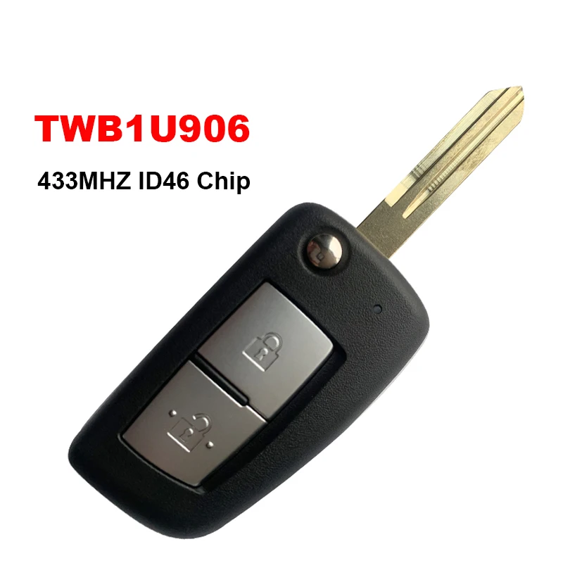 2 Button Aftermarket Flip Key For N-issan Spare Auto Key With 433MHZ ID46 PCF7961 FCCID TWB1U906