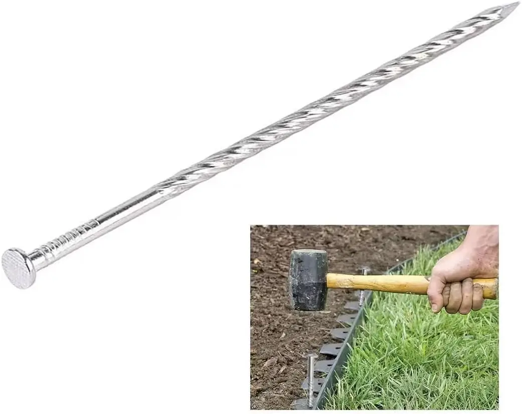 

38 Pcs 6-Inch Stainless Steel Spiral Landscape Stakes for Turf, Paver Edging, Weed Barrier