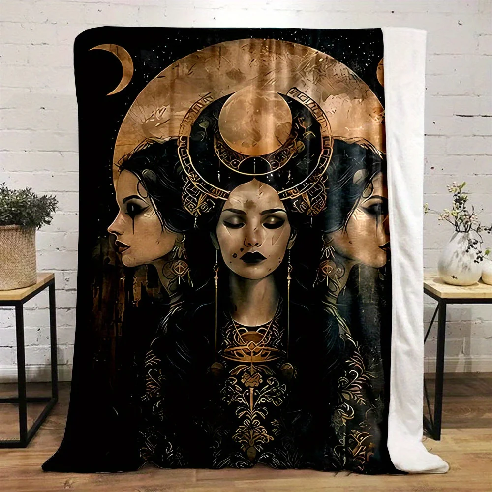 

Одеяло Mystic Hecate Triple Goddess — двусторонняя фланель Moonlit для языческого комфорта, подарков ведьмы и мифической магии ​