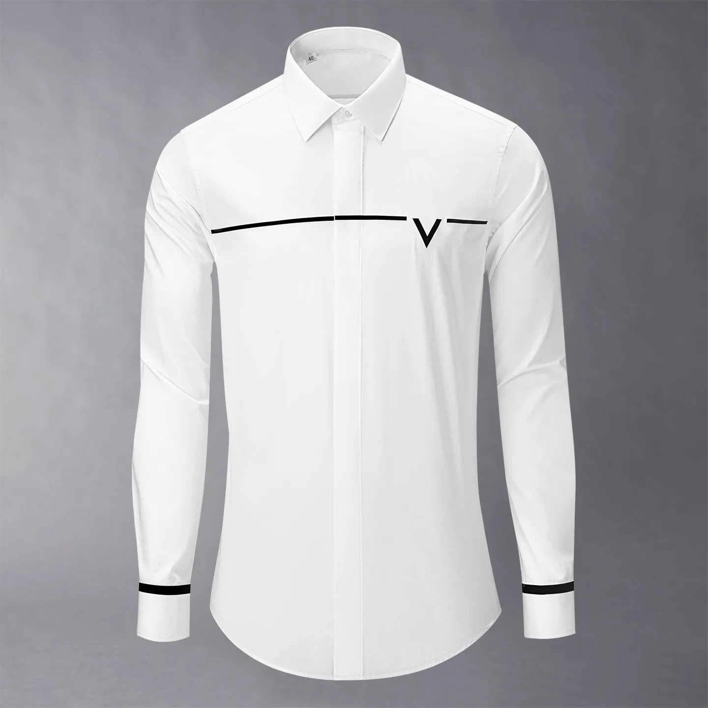 

Luxury Letter Flocking Long Sleeved Shirt for Men High Quality Cotton Long Sleeved Casual Business Dress Shirts Men Clothing