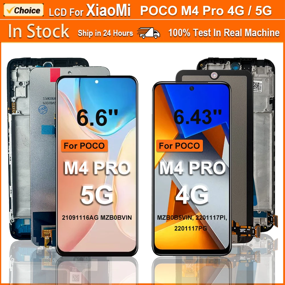 Pantalla LCD Super AMOLED para Xiaomi Poco M4 Pro 4G, ensamblaje de digitalizador de pantalla táctil LCD para Poco M4 Pro 5G, piezas de repuesto para pantalla LCD