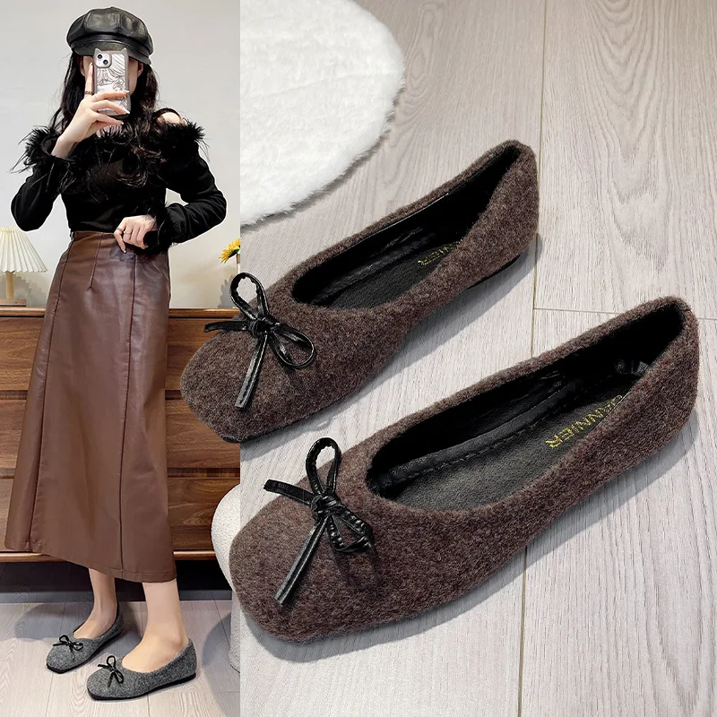 

Women's Round Toe Flat Shoes with Soft Leather 2025 New Butterfly Bow Casual Black Women's Shoes Ballet Style Single Shoes