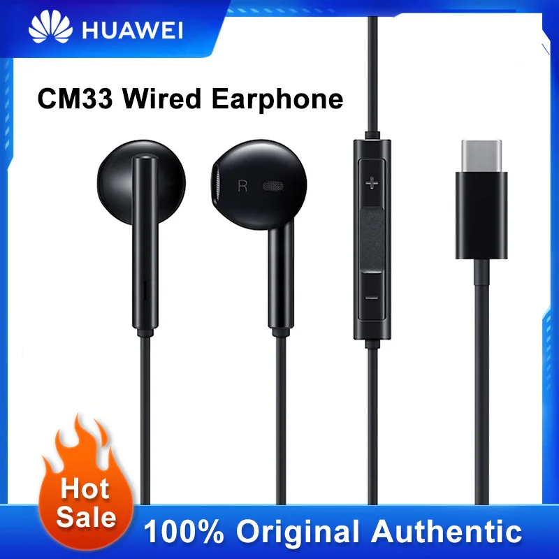 

Huawei CM33 Type C Wired Earphone Sport Noise Cancelling In Ear Headphones With Mic For Huawei P50 P40 P30 Pro Mate 20 10