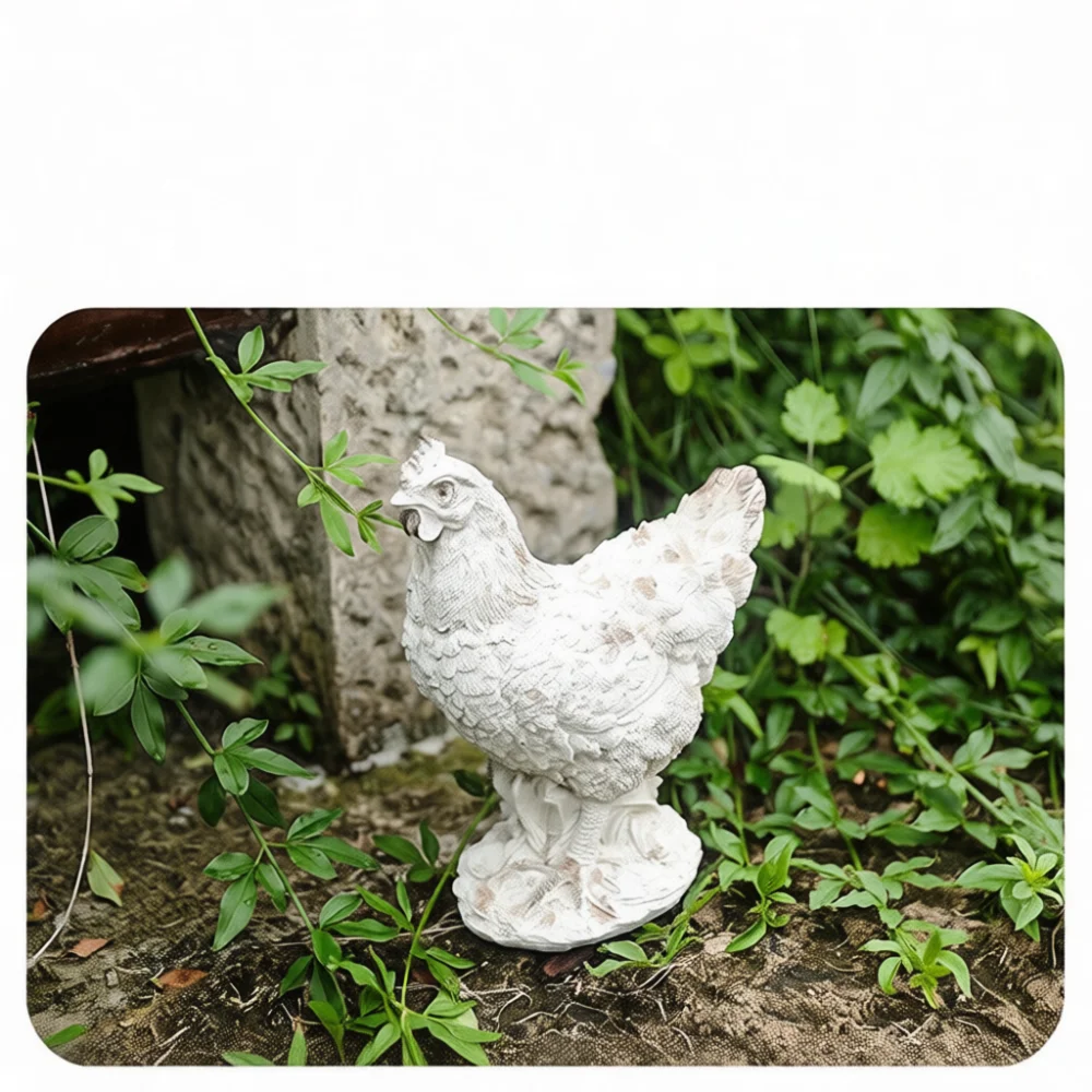 Retro Resin Animal Statue Simulation Chicken Sculpture Outdoor Garden Yard Patio Ornament Decorative Villa Entrance Realistic Ho
