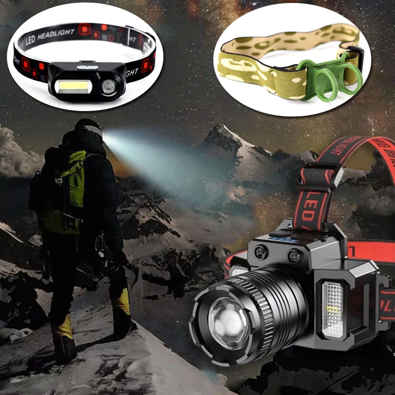 

Налобный сенсорный налобный фонарь, светодиодный сильный свет, сверхдлительный срок службы, светильник для рыбалки на открытом воздухе и световой ремень