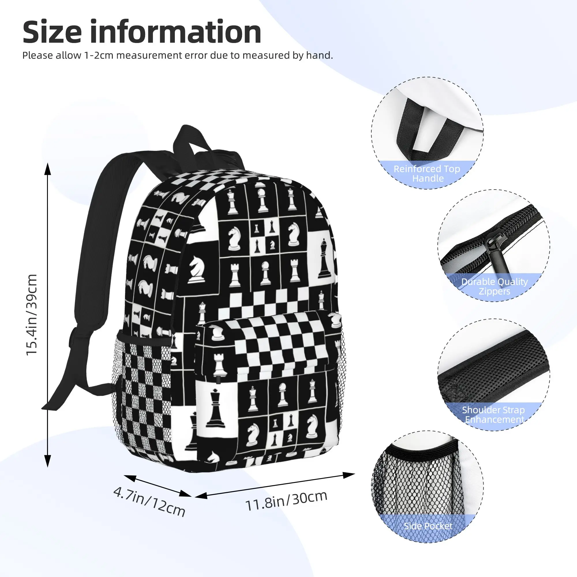 Chess Pieces On Board chessboard Backpack Hot Sale Daypack Large Capacity Boy Girl BookBag Shoulder Bag for Men Women School Bag