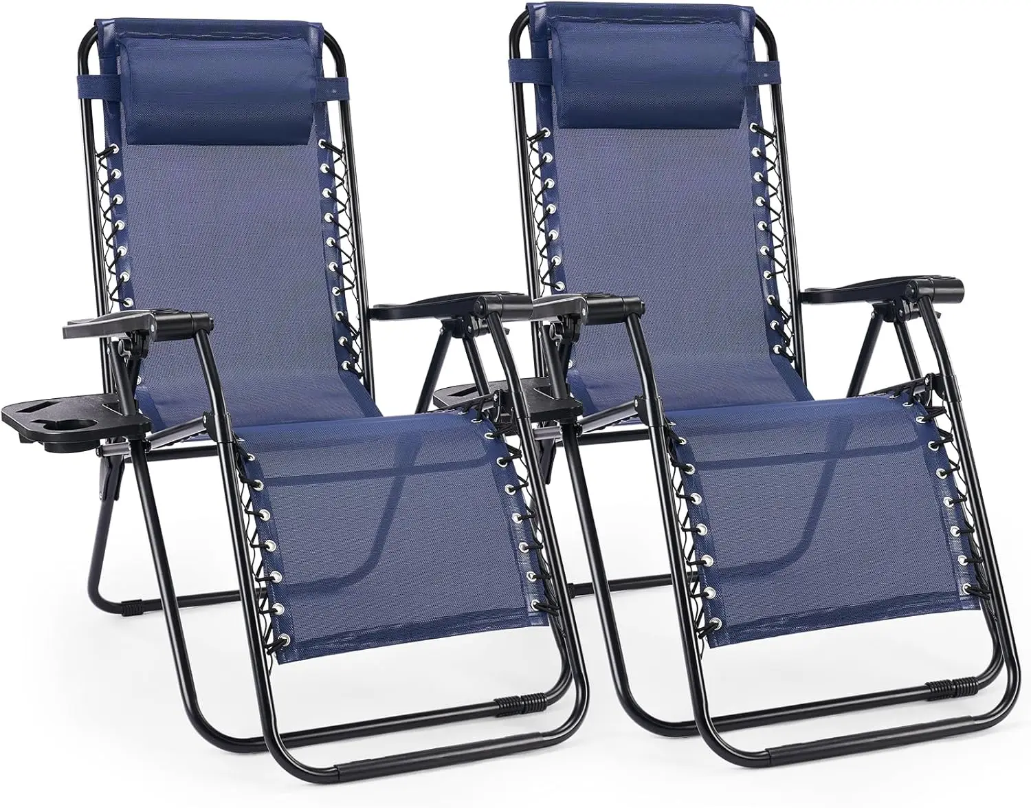 

Zero Gravity Chairs, Set of 2 Portable Recliner Beach Camping Patio Outdoor Folding Lounge Chair with Cup Holder Trays