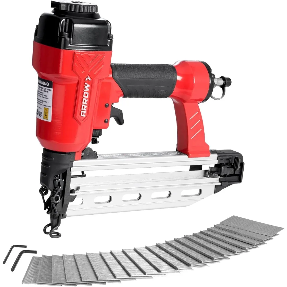 

ARROW Pneumatic 16 Gauge Finish Nailer with 1000 Pcs Nails, 16 GA Professional Straight Nail Gun Kit, Oil-free Design, Depth Adj