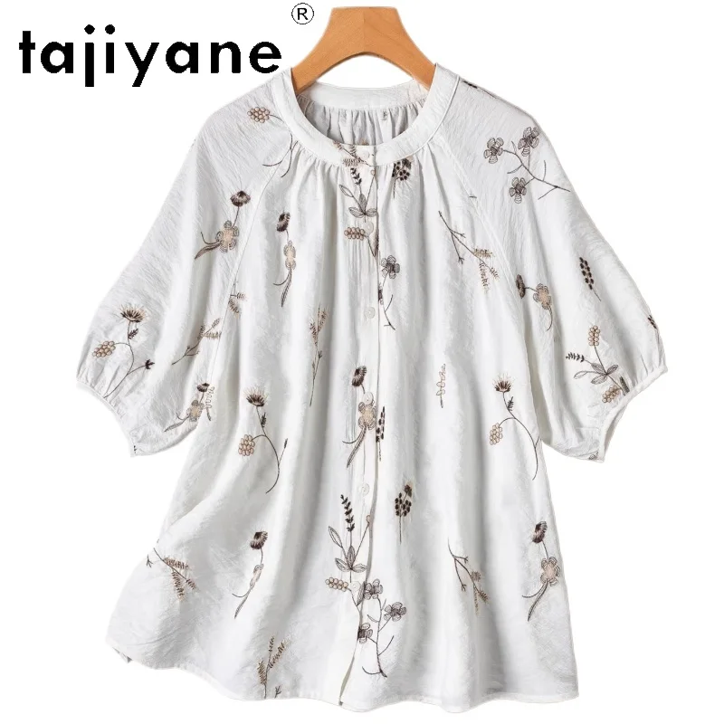 

TAJIYANE 76% Real Mulberry Silk Blouse Stand-up Collar Shirts Women Summer Lantern Sleeves Tops for Woman Clothes 2026 рубашка