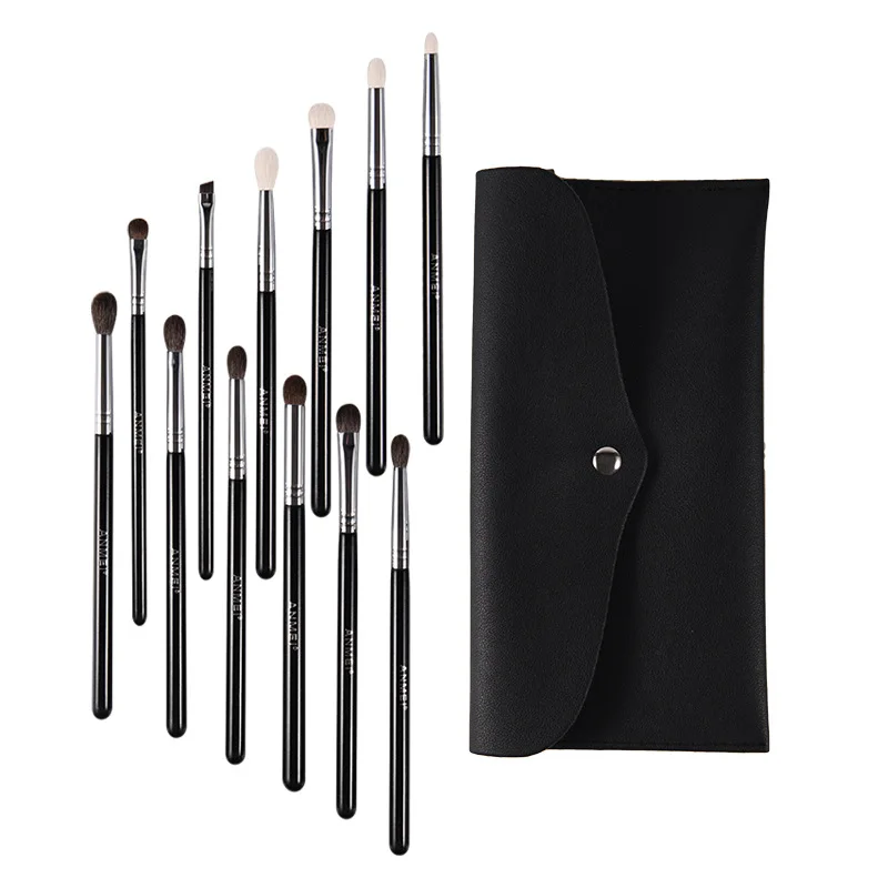 مجموعة فرش مكياج للعين بمقبض خشبي مكونة من 12 قطعة - مجموعة كاملة من فرشاة مزج ظلال العيون والحاجب والشفاه المحمولة فرشاة تجميل احترافية