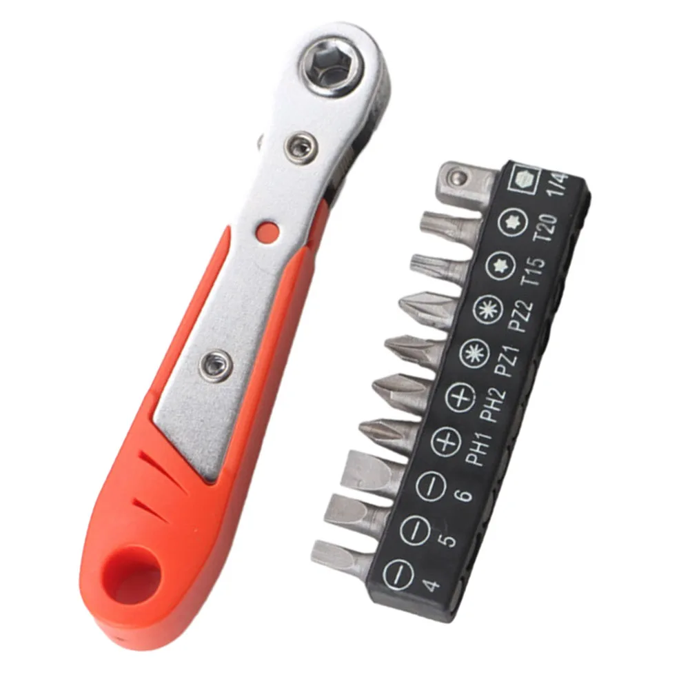 11*Mini Ratchet Wrench Screwdriver Set Ratcheting Right Spanner Magnetic With Screwdriver Bits Wrench Set Hand Tools