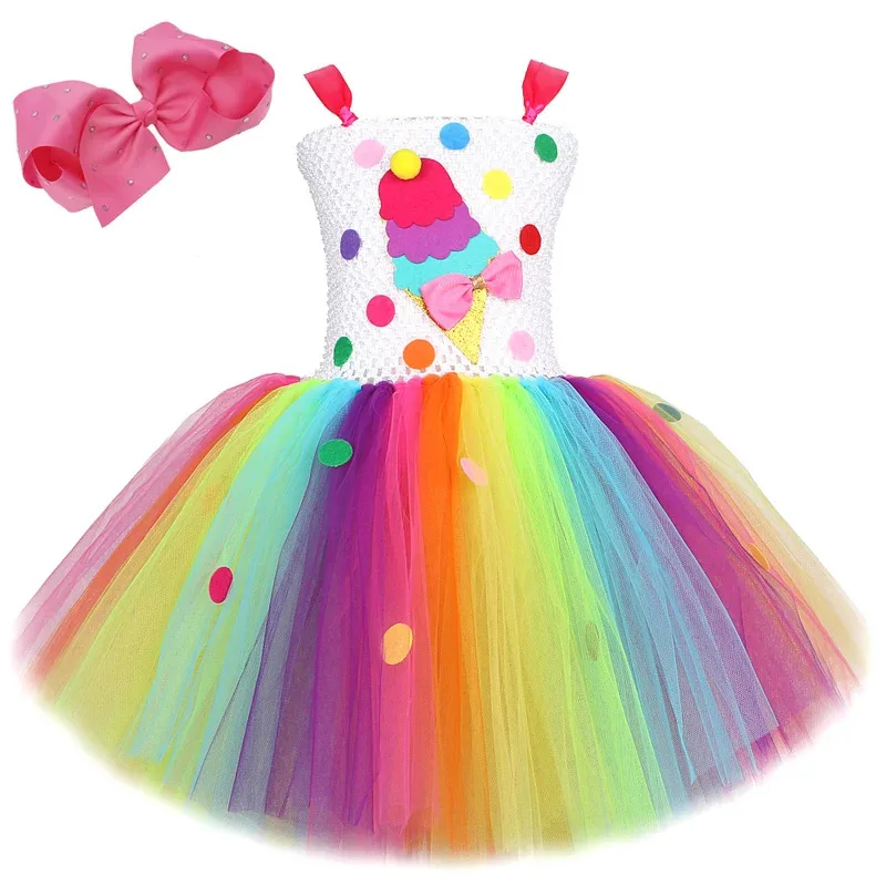 

Candy Ice Cream Princess Dresses for Girls Rainbow Birthday Tutu Outfits Christmas Halloween Costumes Child Cake Smash Clothes