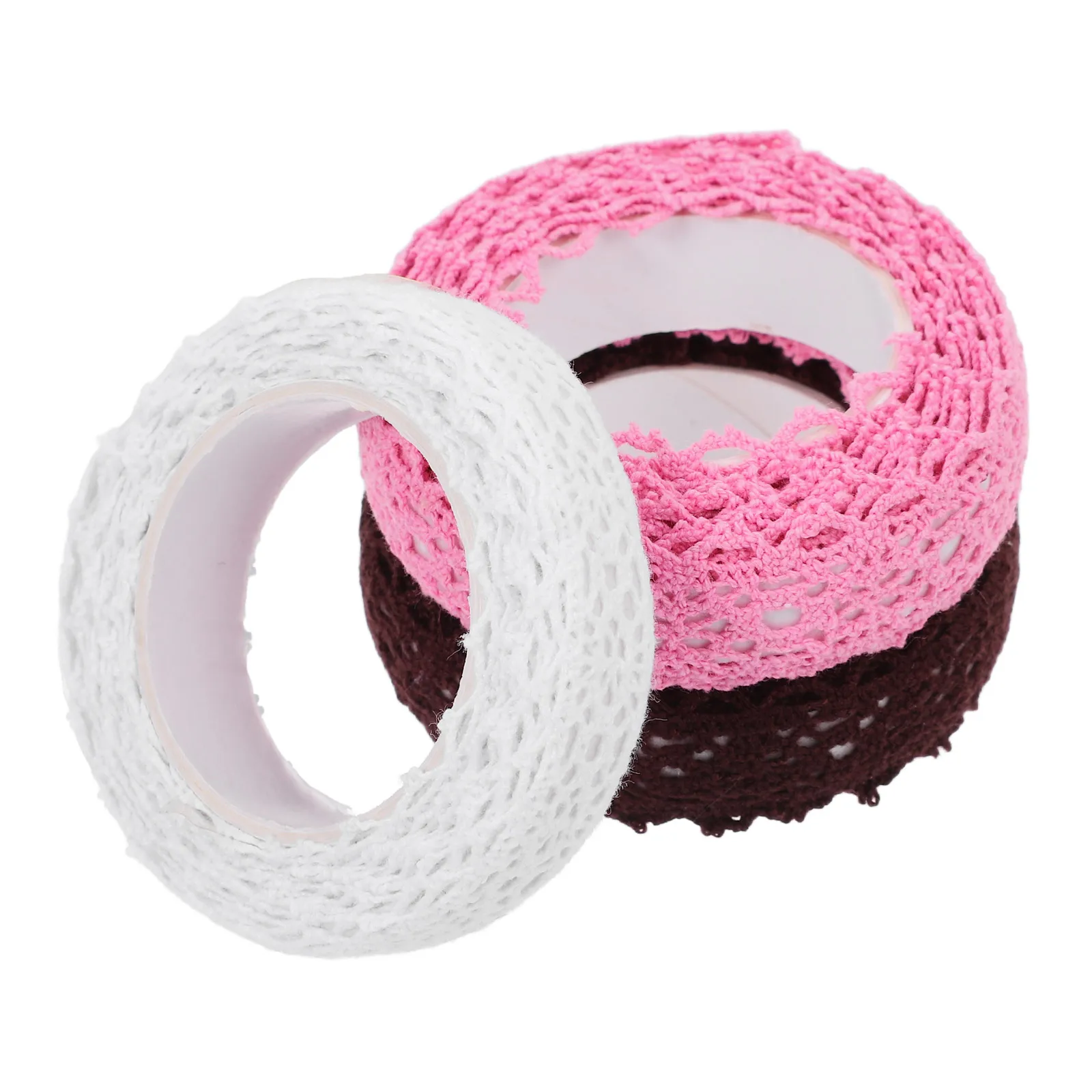 

3pcs Lace Tape Fabric Ribbon Soft Comfortable DIY Decorative Scrapbooking Photo Album Adhesive Project Accessories