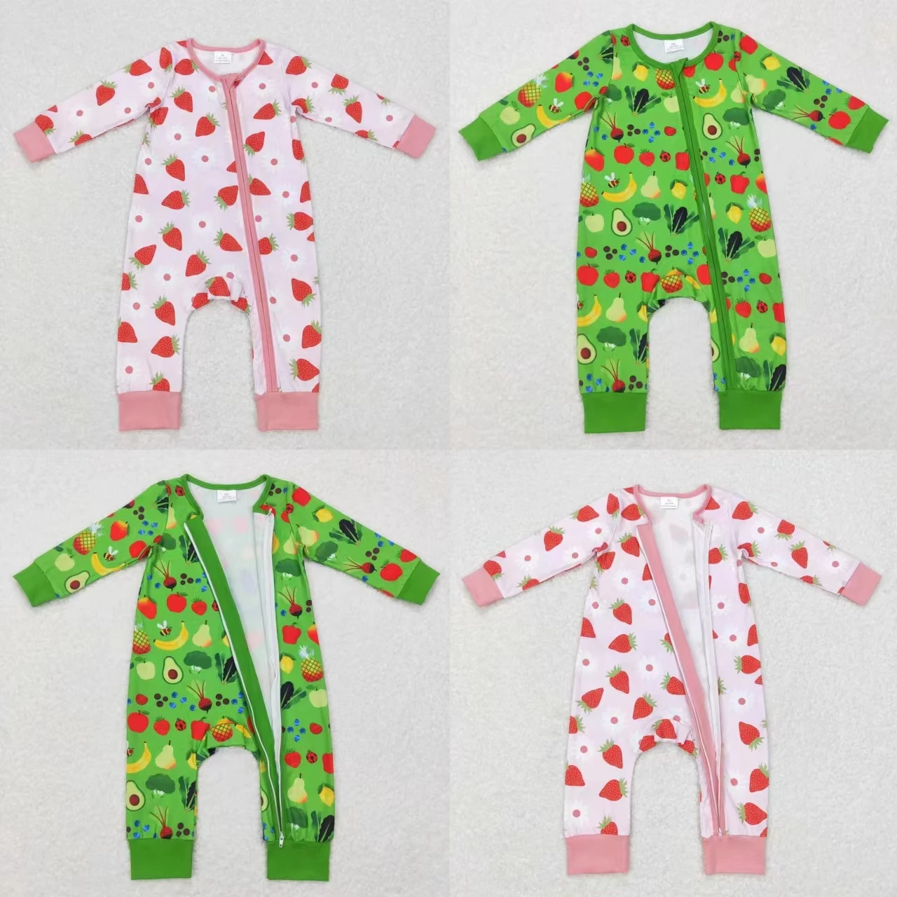 

Wholesale Baby Boy Girl Long Sleeves Vegetables Romper Kids Toddler Strawberry One-piece Newborn Coverall Bodysuit Jumpsuit