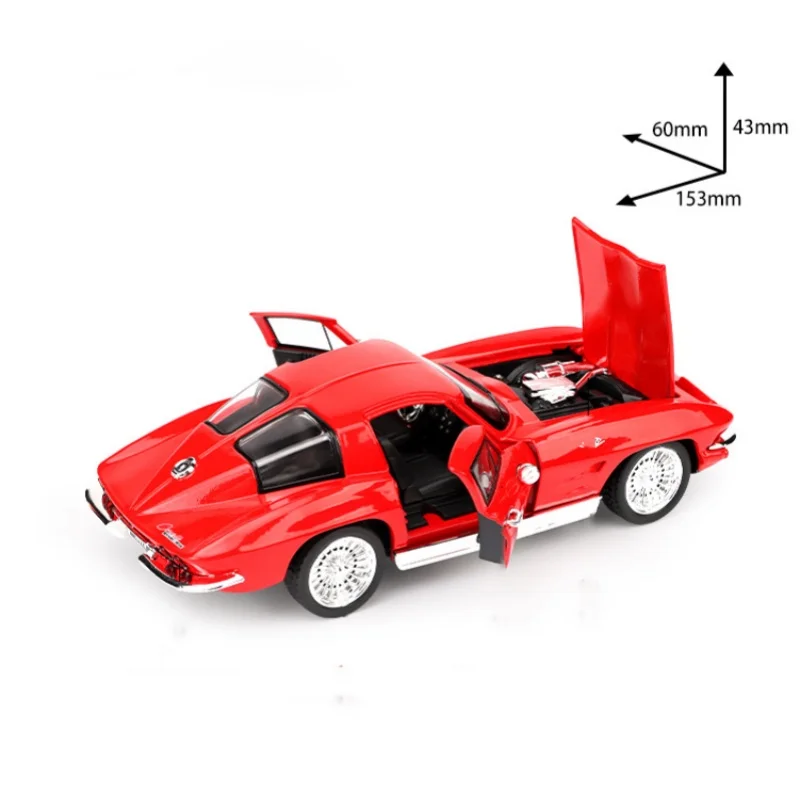 1:32 コルベット C2 スティングレイ スーパーカー 合金製カーモデル サウンド＆ライト プルバック式 子供のおもちゃ コレクション 誕生日プレゼント