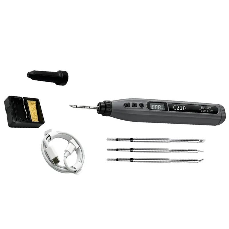 WORTHOWN-Rechargeable Wireless Soldering Iron Kit Digital Adjustable Temperature Cordless Solder Pen With Multiple Soldering Tip