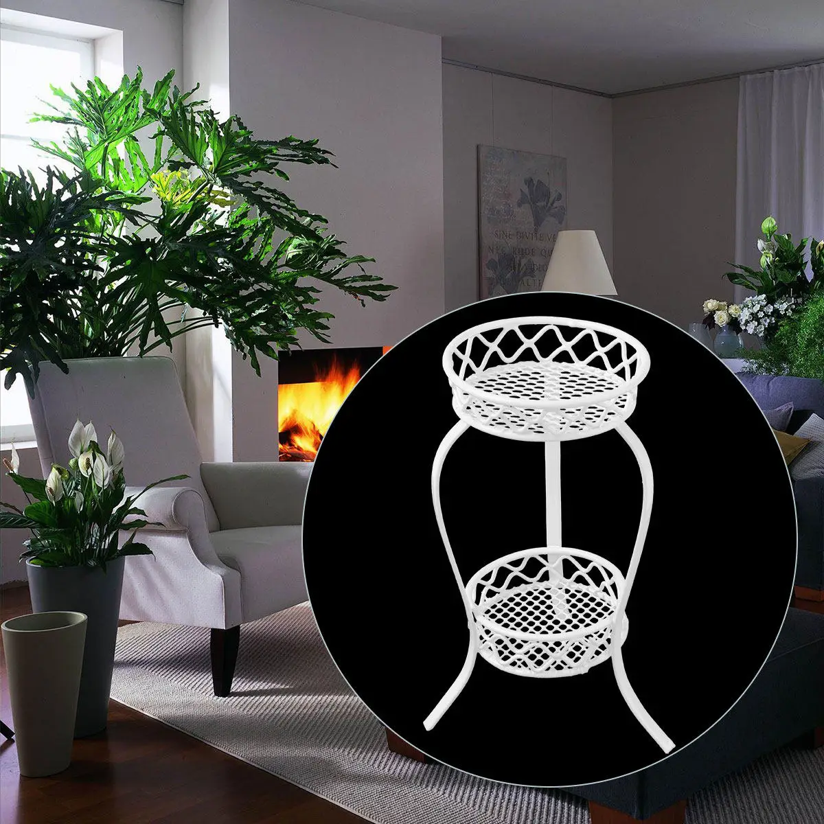 

1Pcs Mini Storage Rack Small House Accessory Lightweight Double Layers Flowerpot Shelf Realistic Small House Ornament DIY Scene