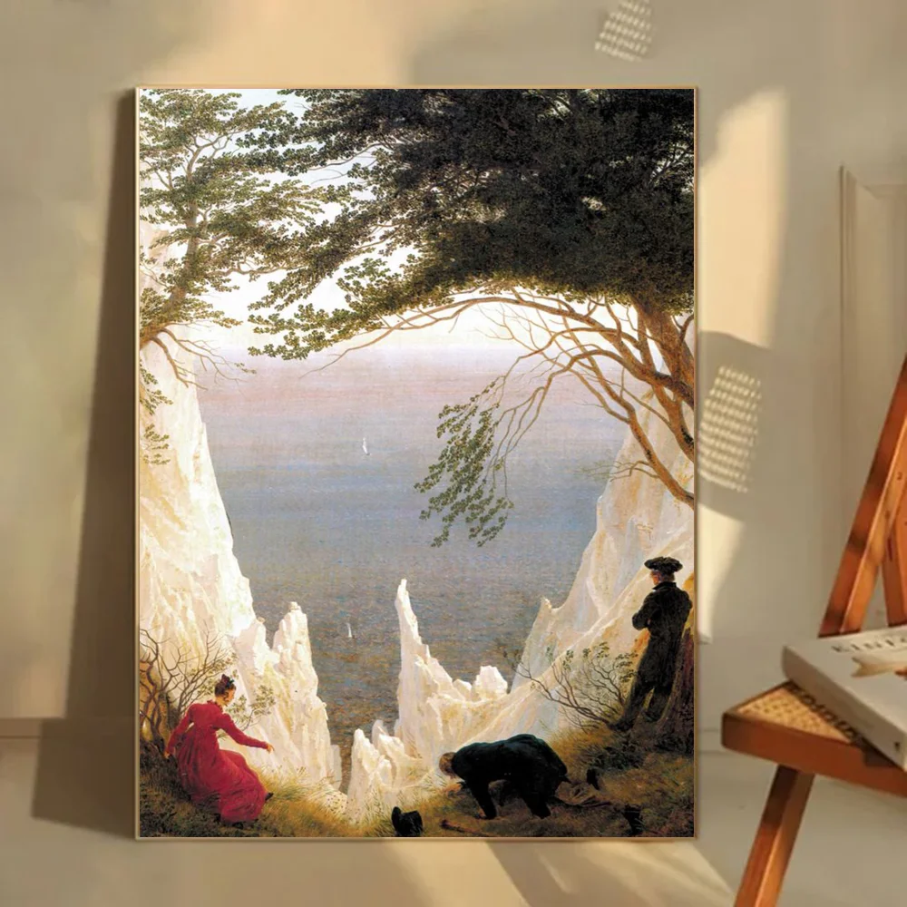 1pc Caspar David Friedrich 포스터 자기 접착 아트 방수 종이 스티커 커피 하우스 바 룸 벽 장식
