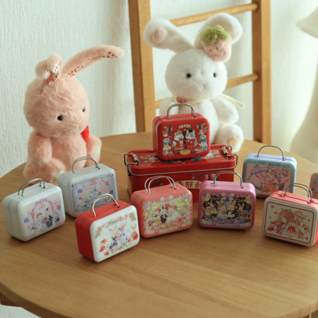 Bunny Tinplate Candy Box Kids Gifts Mini Tin Box Cookie Box Portable Rabbit Gift Box for Birthday Wedding Party Decoration